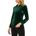 thumbnail image 4 of Allegra K Women's Point Collar Long Sleeve Button Velvet Shirt, 4 of 5