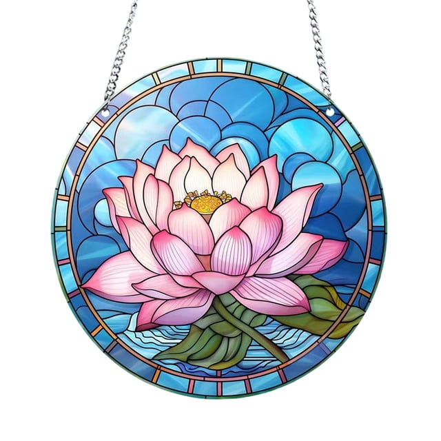 Adorno colgante acrílico | Colgante redondo atrapasol | Decoración de ventana pintada a mano para el hogar y el jardín | Arte de pared de 8 cm | Regalo para inauguración de casa, cumpleaños y fiestas