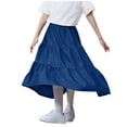 thumbnail image 4 of Paiwinds Girls Kids Tiered Ruffle Denim Midi Skirt Elastic Waist Soft Tencel Casual Summer School Playwear Age 5-16, 4 of 7