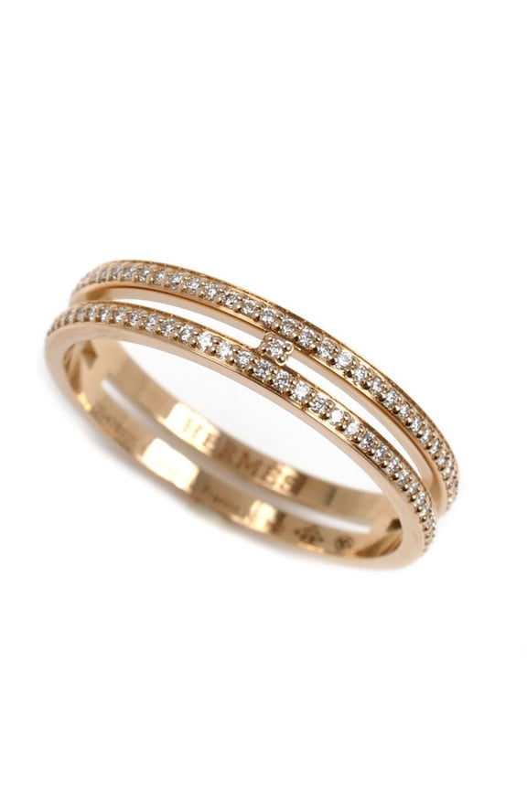 Pre-Owned HERMES 18KPG Pink Gold Ariane Diamond Ring H119699B 00055 Size 14.5 55 2.8g... (Good)