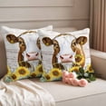 thumbnail image 2 of Sunflower Cow Pillow Covers 2 Pack Plant Farm Flower Pillowcase Waterproof Outdoor Throw Pillow Cover for Patio Garden Square Cushion 26”x26”, 2 of 9