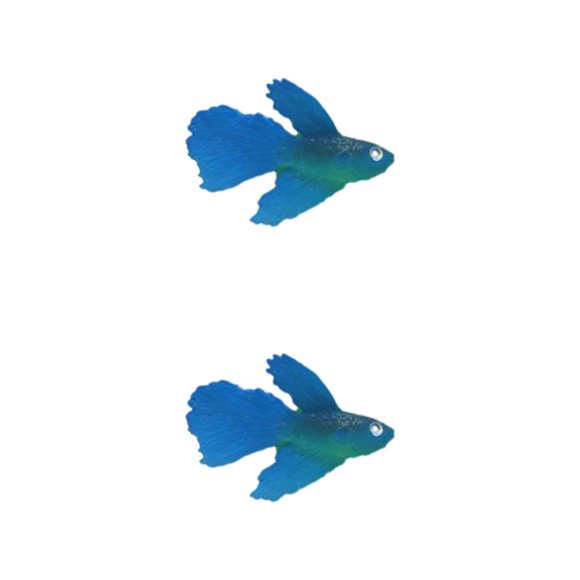 Transemion Luminous Simulation Fake Fish Decoration For Fish Enthusiasts Tan Wide blue 2Set