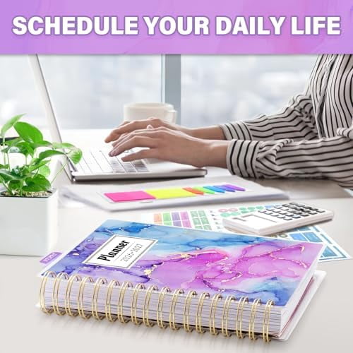 Planner 2026-2027, Large 18 Months Academic Daily Weekly Monthly Planner Yearly Agenda Jan. 2026–June. 2027, 7.9" x 9.8", Page Tabs, Separator Page, Pocket Folder, Bookmark, Stickers, Sticky Note Set