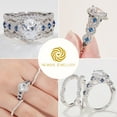 thumbnail image 6 of Newshe Jewellery Engagement Wedding Ring Set Rings For Women 925 Sterling Silver 3pcs 2.5ct Pear White Cz Blue Size 11, 6 of 9