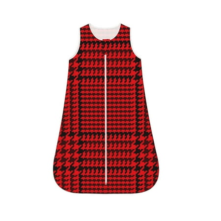 

Fotbe Red Black Houndstooth Pattern Sleep Sack - Baby Wearable Blanket with Zipper Extra Soft Cotton Sleeveless Sleeping Bag for Infants-Small