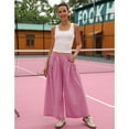 thumbnail image 3 of Lentta Womens Loose Wide Leg Track Pants Drawstring Pockets Elastic Waist Capri Hiking Pants, 3 of 7