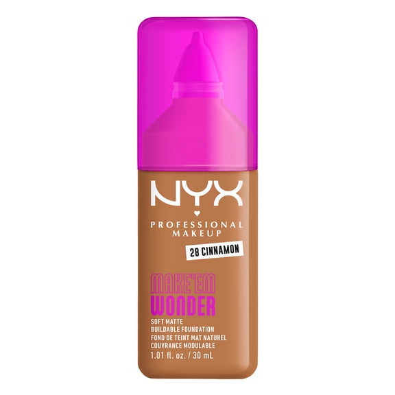 NYX Professional Makeup Make Me Wonder Make 'EM Wonder, 24H Soft Matte Foundation, CINNAMON, 0.84 fl oz