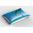 thumbnail image 2 of Ambesonne Tropical Pillow Sham 2 Pack, Cruise Ship Palm Tree, 30"x20", Turquoise Green, 2 of 3