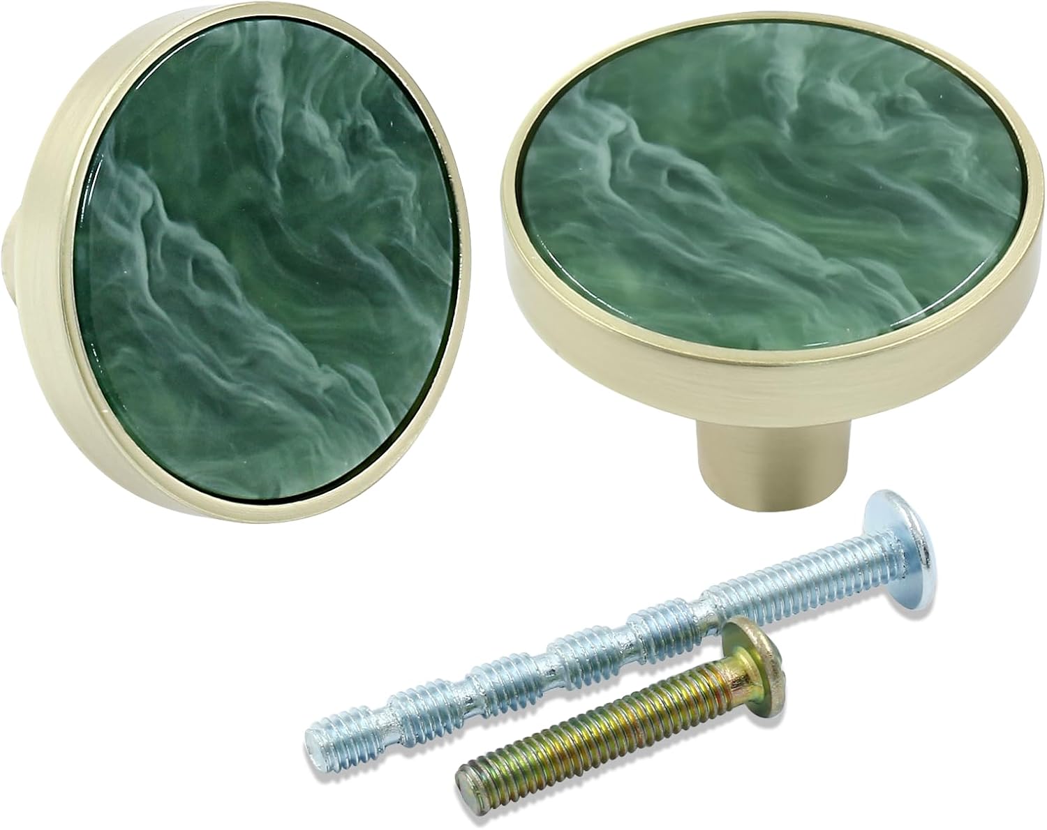 12 Pcs Gold Knobs for Dresser Drawers, Round Dresser Cabinet Knobs Pulls for Kitchen Cabinet Cupboard Door Furniture Decorative, Green