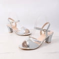 thumbnail image 6 of Samdudou Dress Sandals for Women Open Toe Chunky Block Heel Glitter Sparkly Strappy Criss Cross Ankle Buckle Wedding Evening Party Prom Shoes, 6 of 9