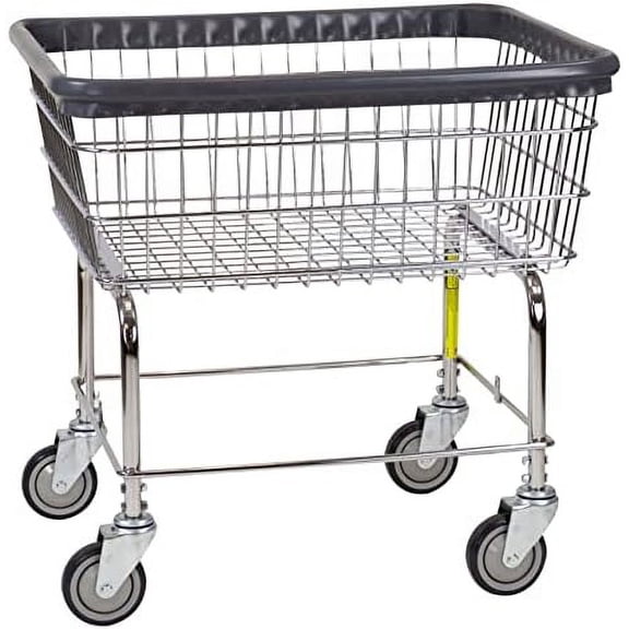 R&B Wire® 96B Rolling Wire Laundry Cart | 2.5 Bushel | Durable Steel Frame with Chrome Finish | Air Cushion Bumper | 4" Smooth Rolling Casters | Home/Office/Shop$$Office