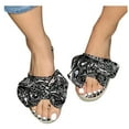 thumbnail image 3 of VerPetridure Women's Sandals Summer Casual Slip-On Bow Flat Beach Open Toe Breathable Sandals Weave Shoes, 3 of 3