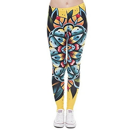 Pop Fashion Women Stretch Nature Printed Leggings Footless Tights Ankle Pants (Amazon Flower