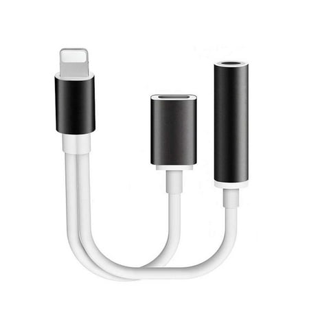 - 2-in-1 Lightning Splitter Adapter for iPhone 7/8/7 plus/8 plus, iPhone Adapter, 3.5 mm Headphone Audio + Charge Lightning Adapter (Compatible IOS 10,IOS 11)