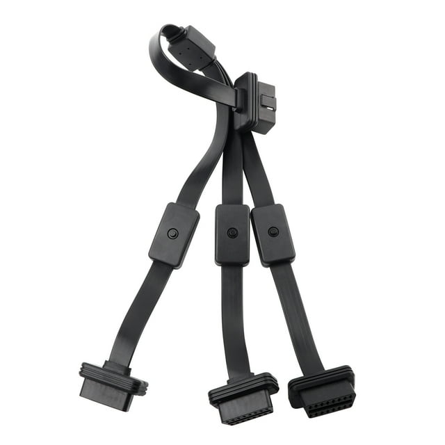 Cable adaptador de extensión OBD2 de 16 pines (1 macho a 3 hembras) con interruptor de encendido/apagado.