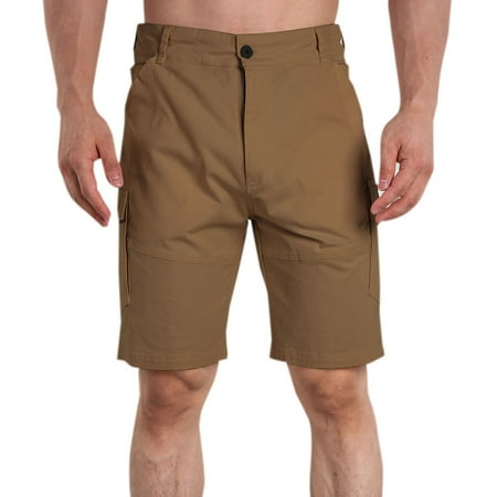 Cargo Shorts for Men s Button Elastic Hiking Shorts Solid Straight Leg Bermuda Short Pants Outdoor Tactical Shorts Workwear Deals