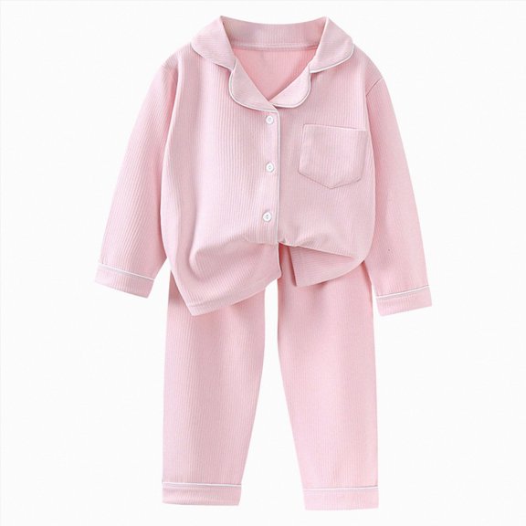3-4 Years Girls Kids Pjs Baby Pajamas Set Shirt and Pants Toddler Pjs Long Sleeve Sleepwear Children's Thermal Underwear Set Home Wear Baby's Clothing Gray