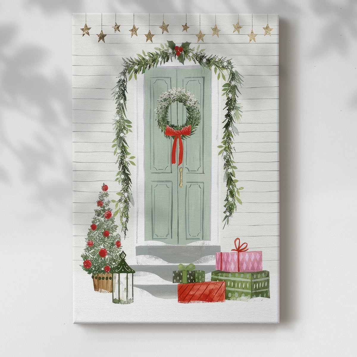 Festive Front Door I- Gallery Wrapped Canvas