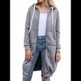 thumbnail image 2 of Sudadera con Capucha y Cremallera para Mujer, Chaqueta Informal de Larga para Otoño, Chaquetas Largas de Otoño con Bolsillos, Túnica Gris M, 2 of 9