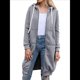 thumbnail image 2 of Sudadera con Capucha y Cremallera para Mujer, Chaqueta Informal de Larga para Otoño, Chaquetas Largas de Otoño con Bolsillos, Túnica Gris L, 2 of 9