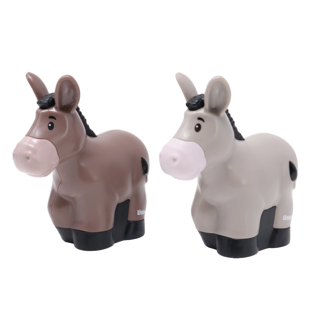 Replacement Parts for Collectible Fisher-Price Little People Noah's Ark Zoo Safari Jungle Animals Playset JLV11 - Replacement Set Pair of Donkey Figures - Light and Dark Gray