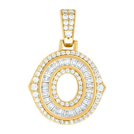 925 Sterling Silver Yellow-tone Unisex 0.56ct, 0.44ct Baguette Round Moissanite Letter Name Personalized Monogram Initia