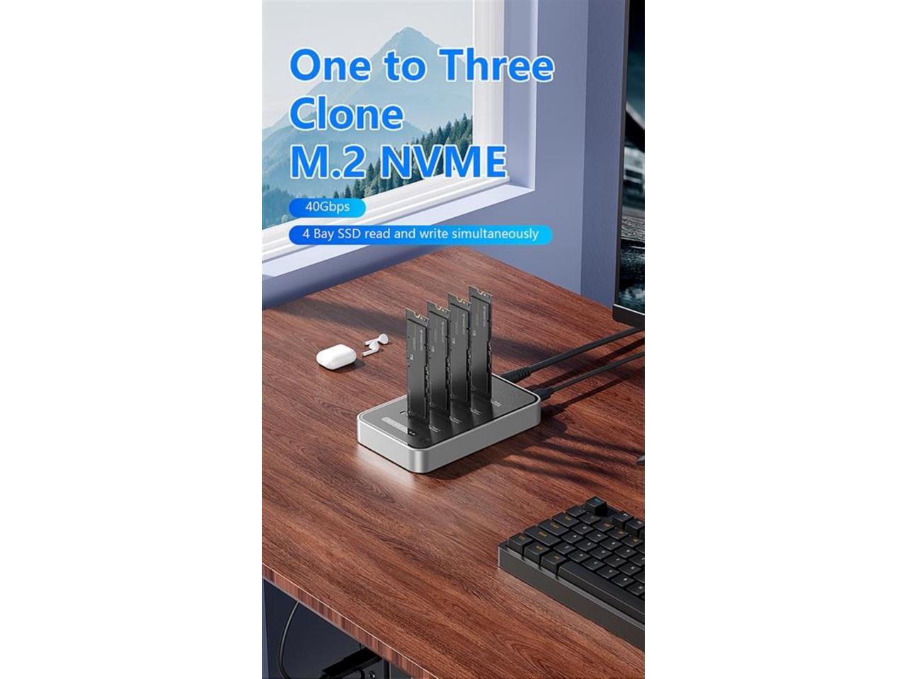 4 Bays USB4.0 (USB-C) 40G Portable NVMe (M Key, B+M Key) / NVMe / PCIe SSD (22110, 2280, 2260, 2242, 2230) Ultra Fast External SSD Docking Station Duplicator Cloner (Docking Only)