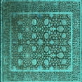 thumbnail image 1 of Ahgly Company Machine Washable Indoor Square Oriental Turquoise Blue Industrial Area Rugs, 4' Square, 1 of 4