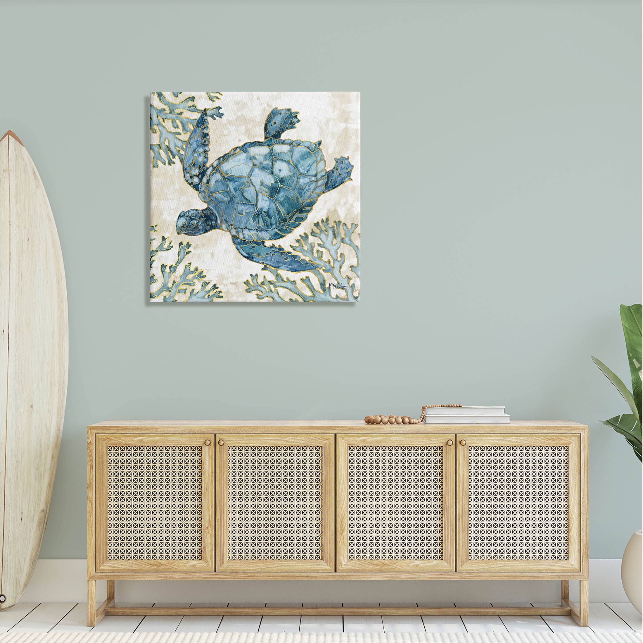 Stupell Industries Playa Sealife Blue Sea Turtle Graphic Art Gallery Wrapped Canvas Print Wall Art, Design by Paul Brent