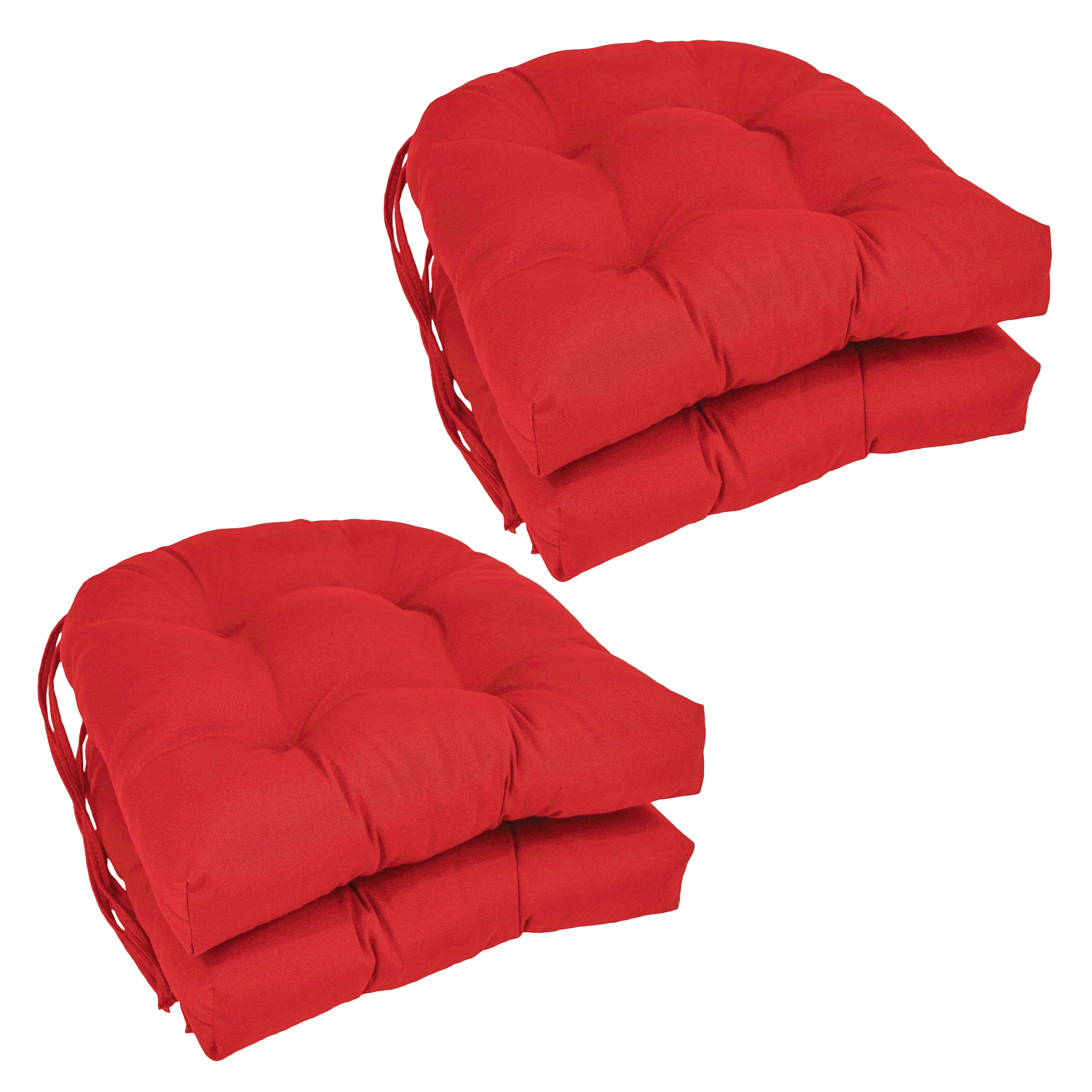 Set of 4 16-inch Solid Twill U-shaped Tufted Chair Cushions Royal Blue 