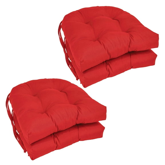 Blazing Needles 16-inch Solid Twill U-shaped Tufted Chair Cushions (Set of 4)-Color:Red