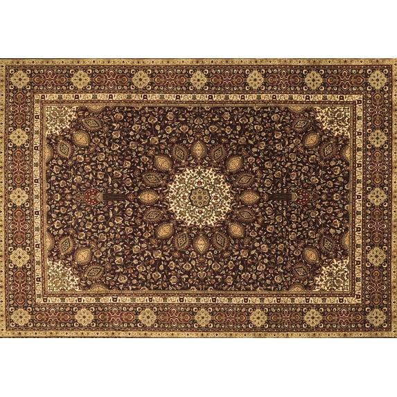Ahgly Company Indoor Rectangle Medallion Brown Traditional Area Rugs, 2' x 5'