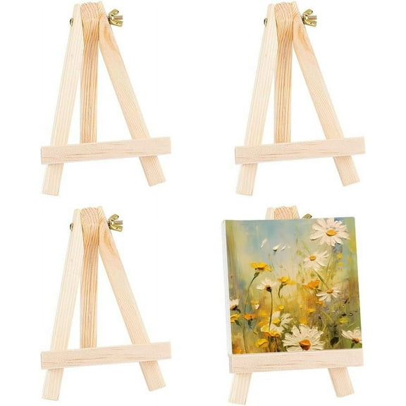 4 Pcs 6 Inch/15cm Wood Easels Foldable Wood Triangle Easel Tabletop Painting Display Easels A-Shaped Easel Stand for Painting Arts Canvases and Crafts