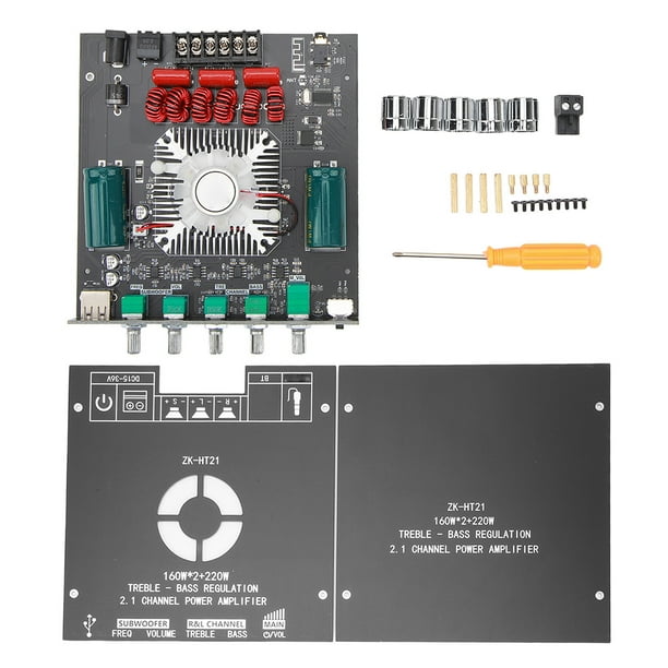 HT21 Placa amplificadora de potencia Bluetooth con subwoofer 2.1 canales TDA7498E DC 15V a 36V Módulo amplificador de potencia de frecuencia de voz con control de agudos y graves YUNYI BRAND Deportes
