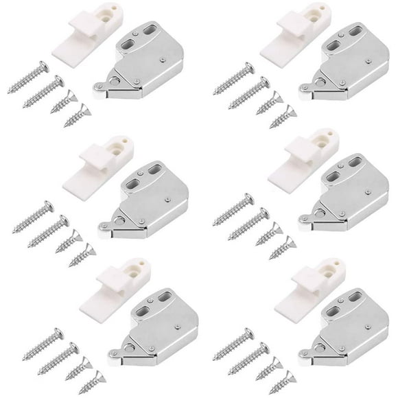 Loquet Poussoir, Attrape-Toucher Ouvert, Loquet à Ressort pour Porte, Loquet à Ressort Automatique pour Armoire, 6 Ensembles