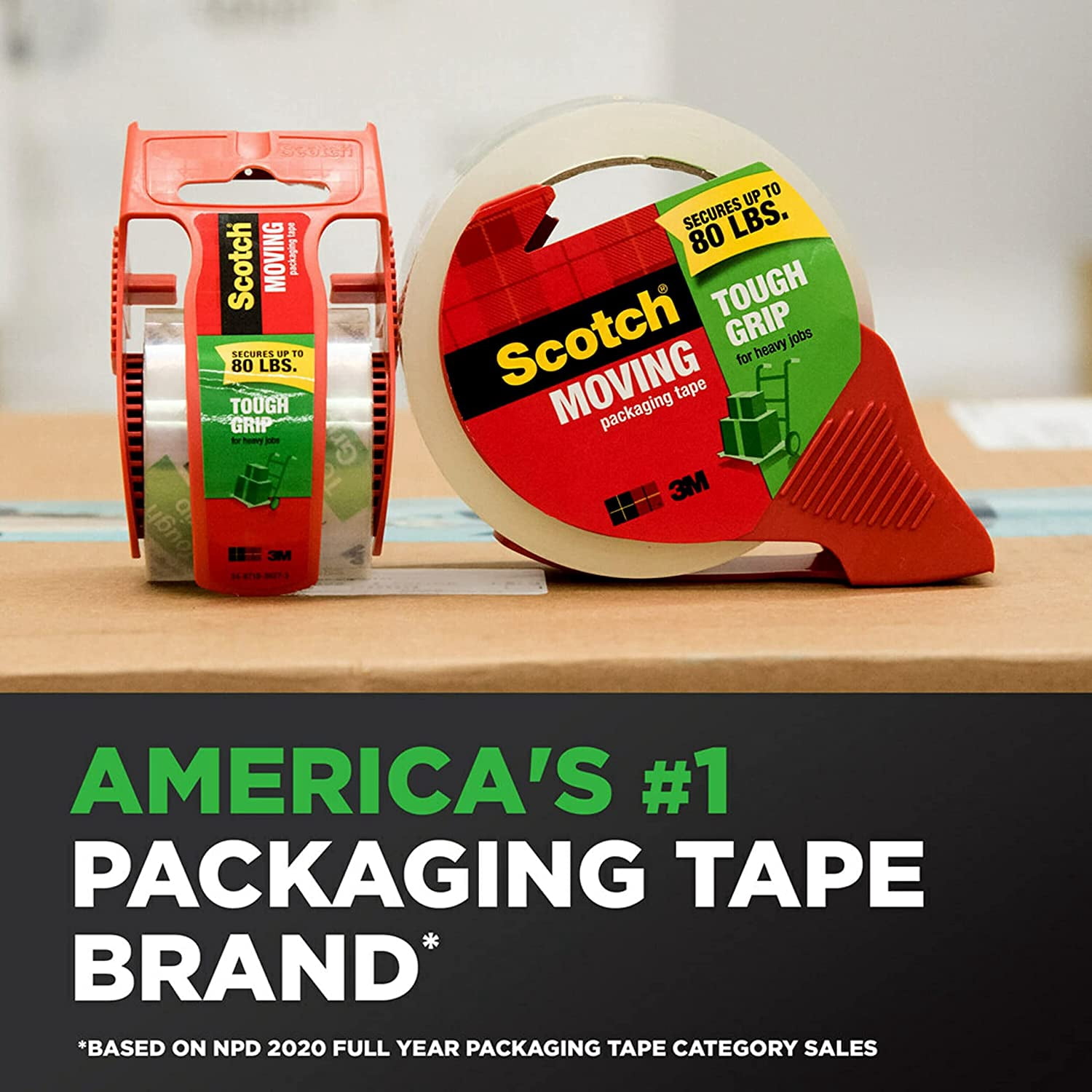 Scotch, MMM3500406, Tough Grip Moving Packaging Tape, 6 / Pack, Clear