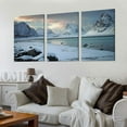 thumbnail image 2 of Nawypu  Landscape Theme Canvas Wall Art, Snow Mountain and Lake Picture Prints Wall Decor, Nordic Scenery Painting Wall Deco Ready to Hang 12''x16''X3 Panels, 2 of 4