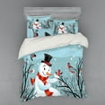 thumbnail image 2 of Ambesonne Christmas Bedding Set 3 Pcs, Snowy Winter Tree, Twin XL, Almond Green Orange, 2 of 3