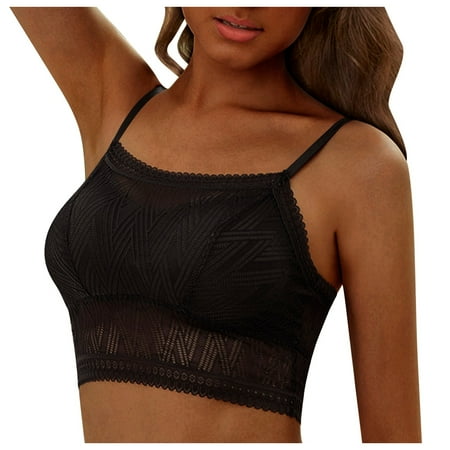 

UmitayWomen Strappy Lingerie Floral Sheer Lace Bralette Padded Bra Crop Top Underwear