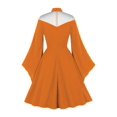 thumbnail image 4 of Vestido de manga de trompeta de malla de reina negra de Halloween, vestido retro sólido con cremallera en la espalda, ropa de mujer, 4 of 4