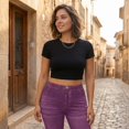thumbnail image 7 of Jean Capris for Women Stretchy High Waisted Denim Capri Leggings Casual Pants with Pocket, 2XL, 7 of 7