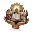 thumbnail image 3 of Letrero acrílico con escena de Jesús y la Biblia, adorno de mesa, accesorios versátiles, religioso tradicional, 7,8x8,2 pulgadas, resistente al agua, 3 of 8