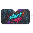 thumbnail image 3 of Xixirimido Car Windshield Sun Shade Foldable Sunshade Front Window Cover Sun Visor for Trucks SUVs Sedan Universal Car Interior Accessories, Cyberpunk-style Graffiti, 3 of 8