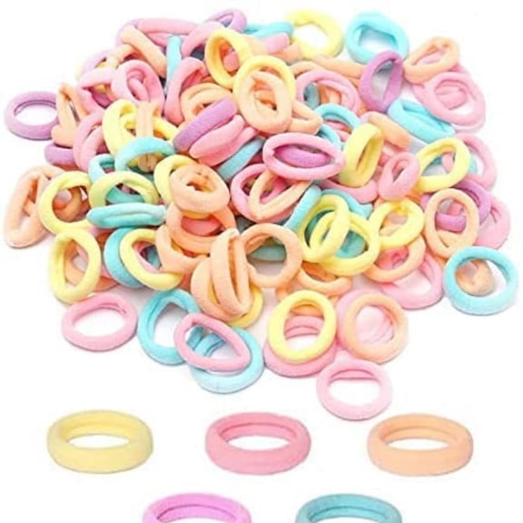 200Pcs Baby Hair Ties, Soft Cotton Toddler Hair Ties for Girls and Kids, 1 Inch Multicolor Seamless Hair Bands for Kids Girls Gifts