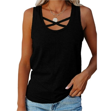 

SySea Sleeveless Women Lace-Up Solid Color Tops Tank Camisole