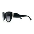 thumbnail image 6 of Womens Oversize Diva Luxury Fashion Cat Eye Designer Style Sunglasses [Black Silver - Smoke], 6 of 8