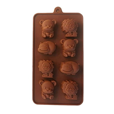 

8 Grid 3D Hippo Bear Lion DIY Cake Mold Small Animal Jelly Chocolate Soap DIY Kitchenware Bakeware Mould