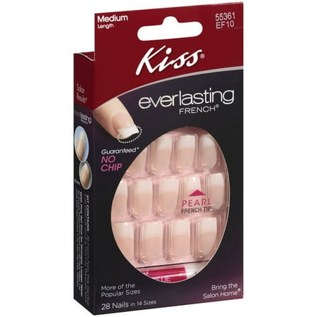 nails french kiss everlasting tip medium walmart length press nail acrylic pearl salon