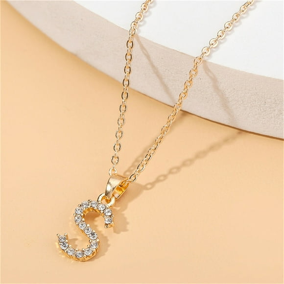 UP to 65% Off SMihono Necklaces for Women 26 Letter Necklace Gold Necklace Female DIY Pendant With Diamond Clavicle Chain