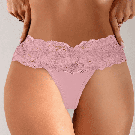 Meiodtion Underwear for Women Plus Size Thong Breathable Comfort Panties Elastic Waist Ventilated Stretchable Panty Pink XXL